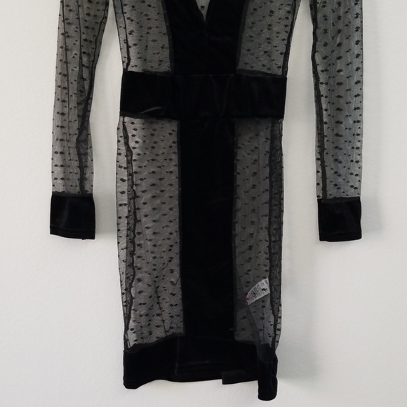 Velour & Mesh Contrast Mini Dress - Picture 3 of 8